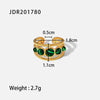 Wholesale Women's Stainless Steel Geometric Hollow Opening Ring With Malachite Electroplated