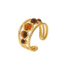 Wholesale Women's Stainless Steel Geometric Hollow Opening Ring With Malachite Electroplated