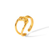 Wholesale Women's Stainless Steel Geometric Hollow Three Dimensional Twist Open Ring 18K Gold Plated