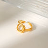 Wholesale Women's Stainless Steel Geometric Hollow Three Dimensional Twist Open Ring 18K Gold Plated