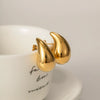 Wholesale Women's Stainless Steel Geometric Hollow Water Drop Antiallergy Goldplated Earrings And Ring Accessories