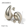 Wholesale Women's Stainless Steel Geometric Hollow Water Drop Antiallergy Goldplated Earrings And Ring Accessories
