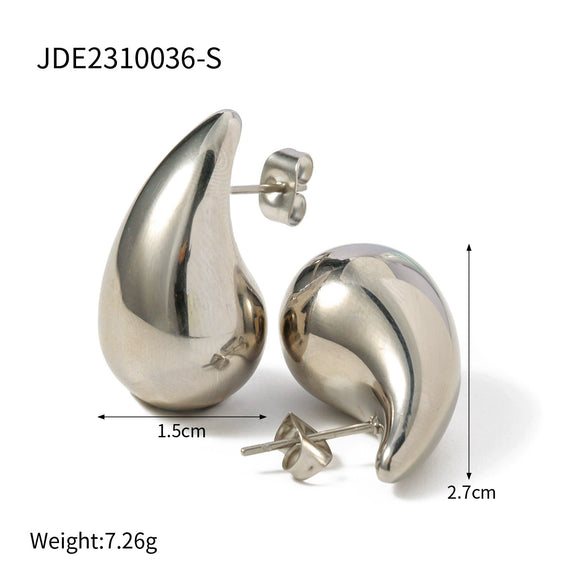 Wholesale Women's Stainless Steel Geometric Hollow Water Drop Antiallergy Goldplated Earrings And Ring Accessories