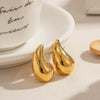 Wholesale Women's Stainless Steel Geometric Hollow Water Drop Antiallergy Goldplated Earrings And Ring Accessories