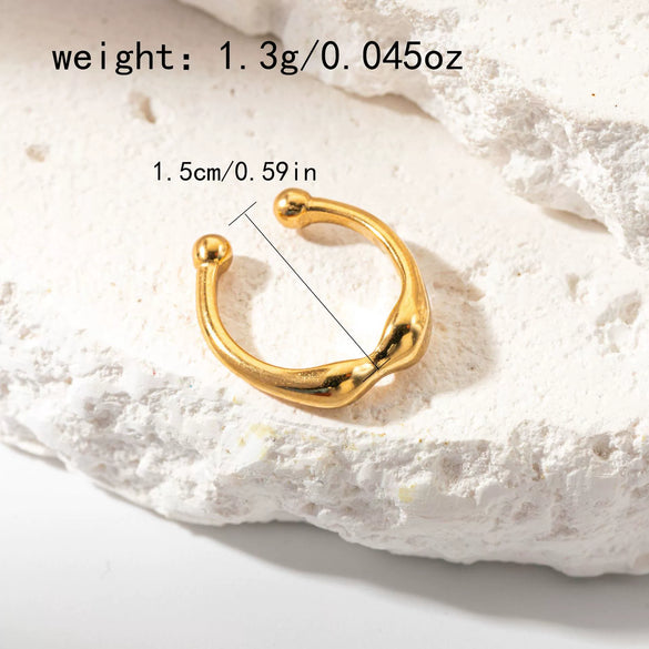 Wholesale Women's Stainless Steel Geometric Hollow Water Drop Clipon Ear Cuffs Without Piercing Electroplated
