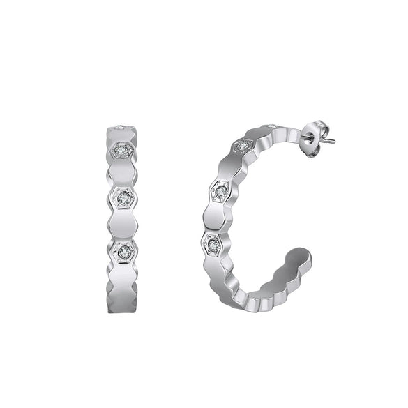 Wholesale Women's Stainless Steel Geometric Honeycomb Diamondstudded Earrings With Vacuum Real Gold Plating In Pvd Furnace