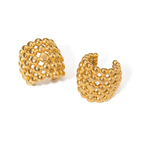Wholesale Women's Stainless Steel Geometric Honeycomb Shaped Electroplated Ear Clip Earrings Light Luxury Fashion Design