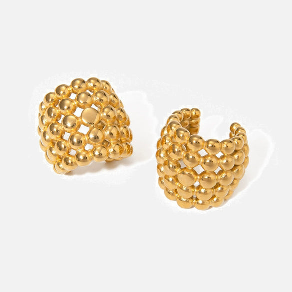 Wholesale Women's Stainless Steel Geometric Honeycomb Shaped Electroplated Ear Clip Earrings Light Luxury Fashion Design