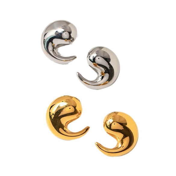 Wholesale Women's Stainless Steel Geometric Hoop Earrings 18K Gold Electroplated