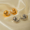 Wholesale Women's Stainless Steel Geometric Hoop Earrings 18K Gold Electroplated