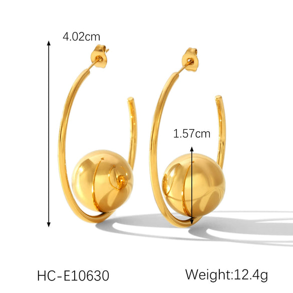 Wholesale Women's Stainless Steel Geometric Hoop Earrings With Electroplating Design