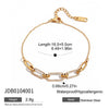 Wholesale Women's Stainless Steel Geometric Hoop Tennis Chain Bracelet With White Diamond Electroplated In Classic Style