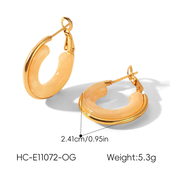 Wholesale Women's Stainless Steel Geometric Hoopshaped Electroplated Earrings