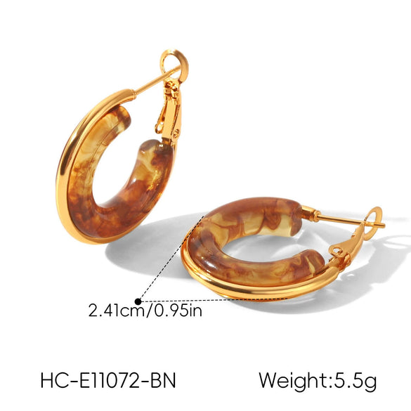 Wholesale Women's Stainless Steel Geometric Hoopshaped Electroplated Earrings