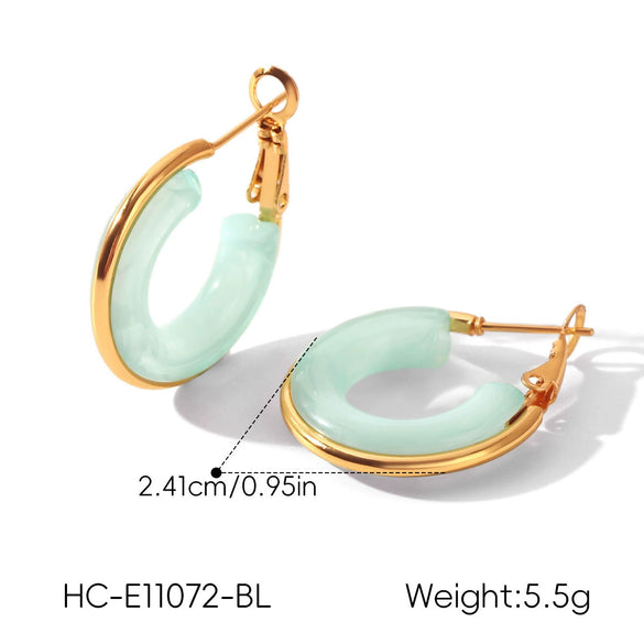 Wholesale Women's Stainless Steel Geometric Hoopshaped Electroplated Earrings