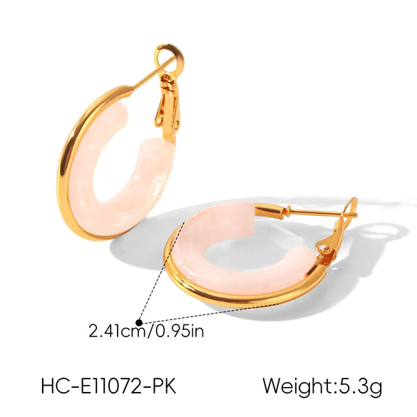 Wholesale Women's Stainless Steel Geometric Hoopshaped Electroplated Earrings