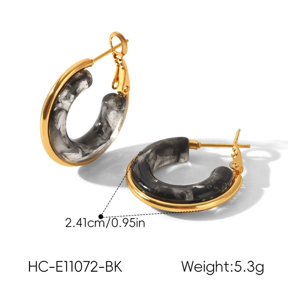 Wholesale Women's Stainless Steel Geometric Hoopshaped Electroplated Earrings