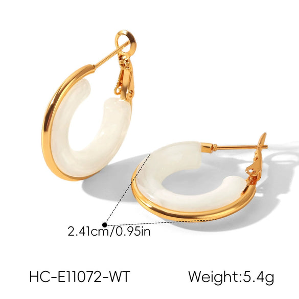 Wholesale Women's Stainless Steel Geometric Hoopshaped Electroplated Earrings