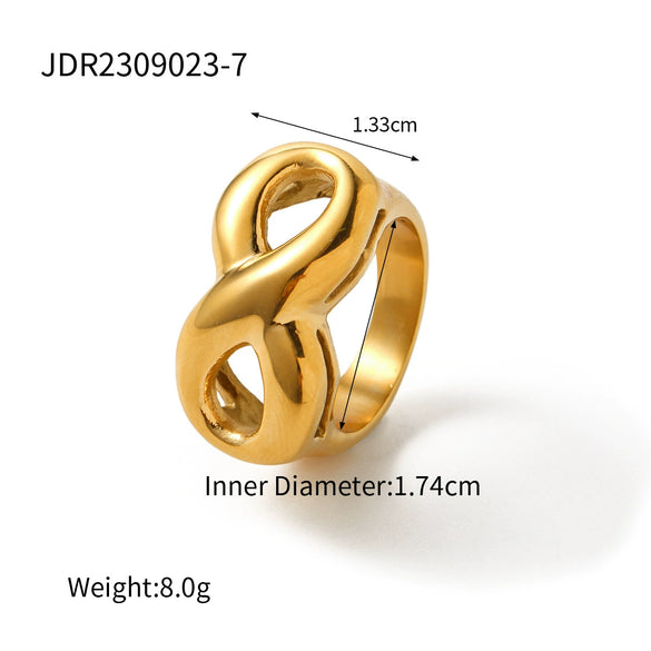 Wholesale Women's Stainless Steel Geometric Infinite Symbol Ring With Electroplating