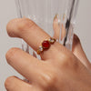 Wholesale Women's Stainless Steel Geometric Inlaid Red Agate Ring With Electroplating And Retro Style