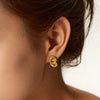 Wholesale Women's Stainless Steel Geometric Inlaid Zircon Earrings