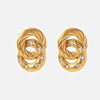 Wholesale Women's Stainless Steel Geometric Inlaid Zircon Earrings