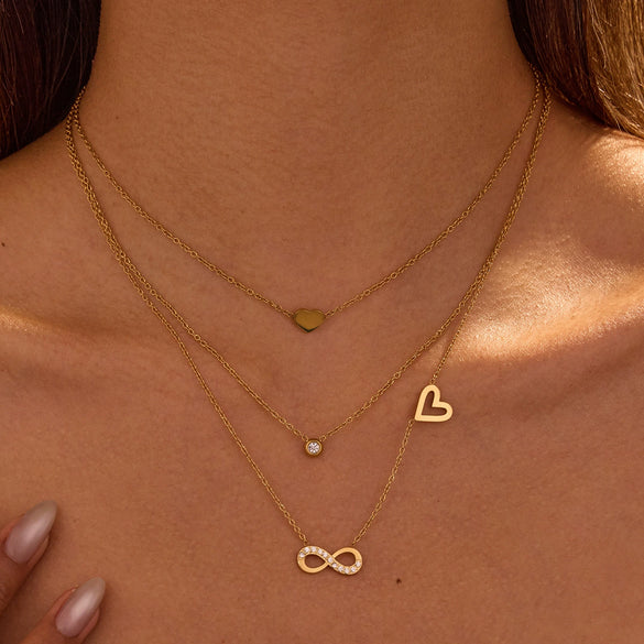 Wholesale Women's Stainless Steel Geometric Inlaid Zircon Electroplated Clavicle Multi Layer Necklace