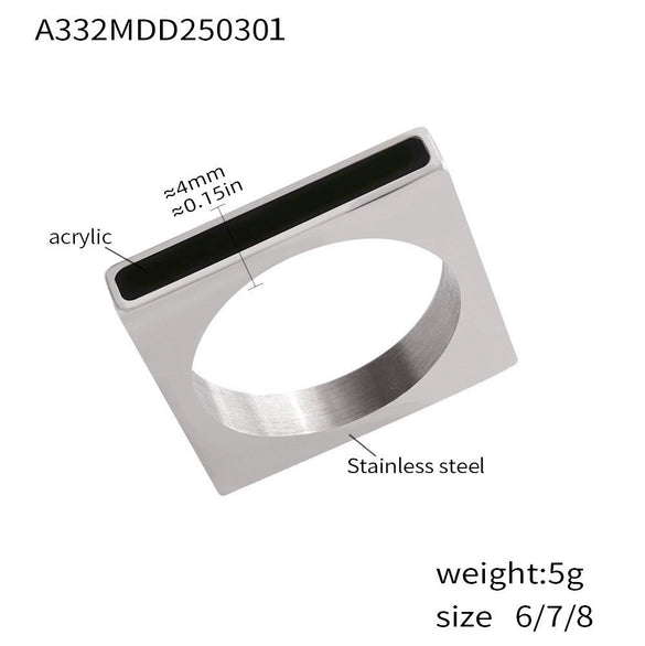 Wholesale Women's Stainless Steel Geometric Inlaid Zircon Finger Ring With Electroplating And Light Luxury Style