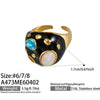 Wholesale Women's Stainless Steel Geometric Inlaid Zircon Tiger Eye Stone Electroplated Ring Jewelry