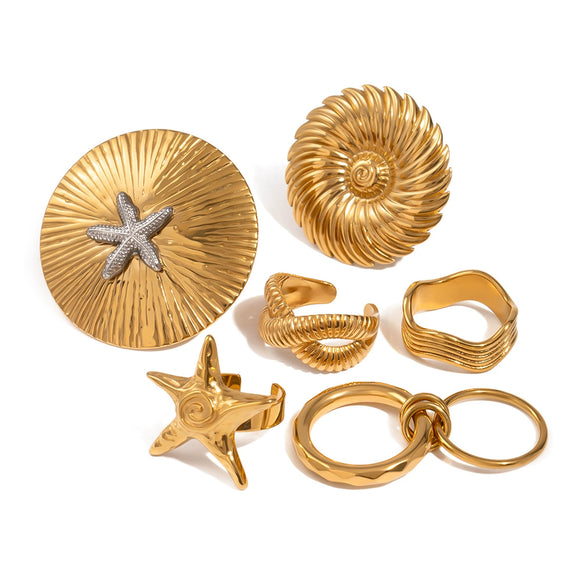 Wholesale Women's Stainless Steel Geometric Ins Style Ring With Electroplating