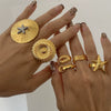 Wholesale Women's Stainless Steel Geometric Ins Style Ring With Electroplating