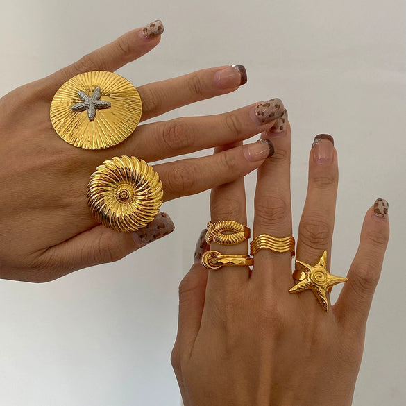 Wholesale Women's Stainless Steel Geometric Ins Style Ring With Electroplating