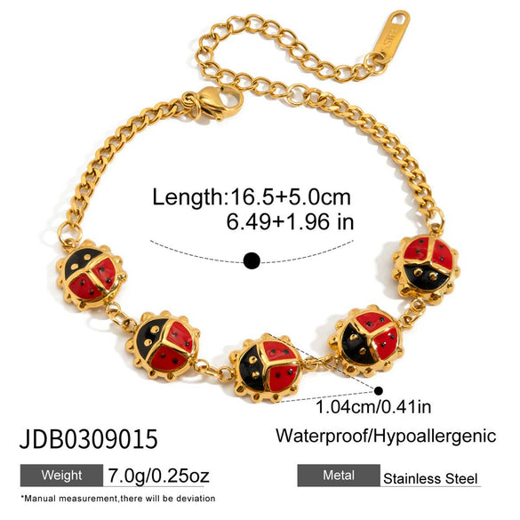 Wholesale Women's Stainless Steel Geometric Insect Bracelet And Clavicle Chain With Electroplating