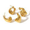 Wholesale Women's Stainless Steel Geometric Irregular Cshaped Electroplated Earrings