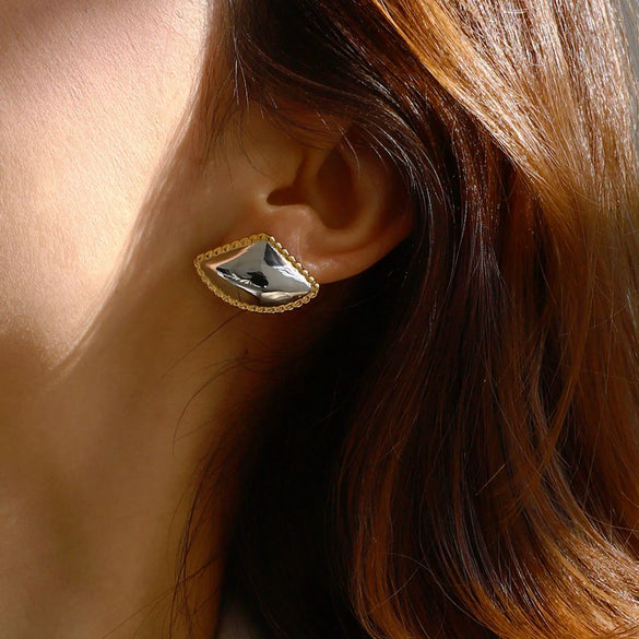 Wholesale Women's Stainless Steel Geometric Irregular Earrings With Electroplating