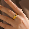 Wholesale Women's Stainless Steel Geometric Irregular Open Adjusting Ring With Electroplating