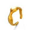 Wholesale Women's Stainless Steel Geometric Irregular Open Adjusting Ring With Electroplating