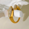 Wholesale Women's Stainless Steel Geometric Irregular Open Ring With Full Diamond Zircon Electroplating Hand Jewelry