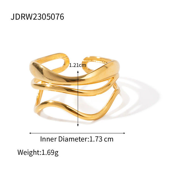 Wholesale Women's Stainless Steel Geometric Irregular Opening Ring With Electroplating Jewelry