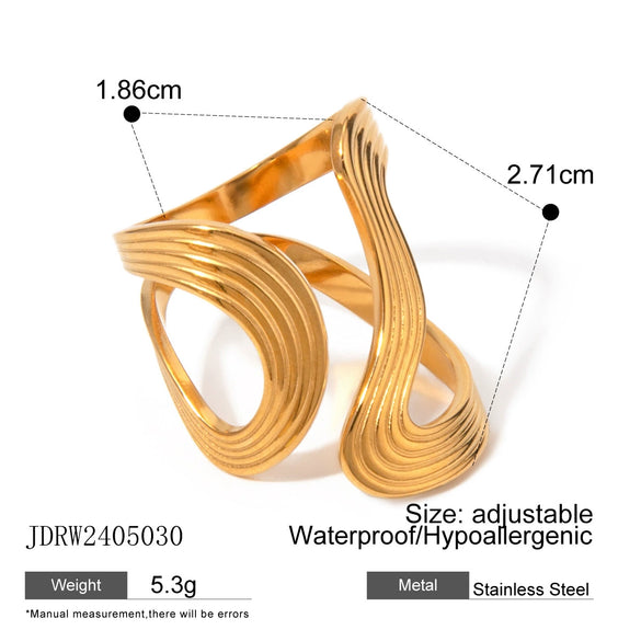 Wholesale Women's Stainless Steel Geometric Irregular Opening Ring With Electroplating Jewelry