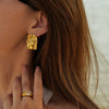 Wholesale Women's Stainless Steel Geometric Irregular Pleated Electroplated Earrings