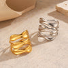 Wholesale Women's Stainless Steel Geometric Irregular Retro Hiphop Open Ring With Electroplating