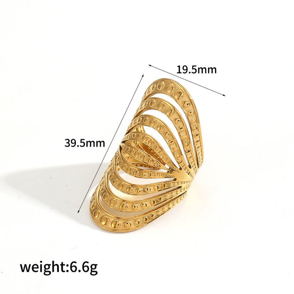 Wholesale Women's Stainless Steel Geometric Irregular Ring With Electroplating And 18K Gold Styling