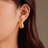 Wholesale Women's Stainless Steel Geometric Irregular Spiral Texture Earrings With Vintage Style And Electroplating Treatment