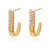 Wholesale Women's Stainless Steel Geometric Jshaped Earrings With Pvd Furnace Vacuum Real Gold Plating