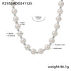 Wholesale Women's 316L Stainless Steel Geometric Light Luxury Electroplated Collarbone Necklace With Imitation Pearl And Woolen Chain