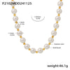 Wholesale Women's 316L Stainless Steel Geometric Light Luxury Electroplated Collarbone Necklace With Imitation Pearl And Woolen Chain