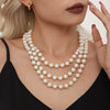 Wholesale Women's 316L Stainless Steel Geometric Light Luxury Electroplated Collarbone Necklace With Imitation Pearl And Woolen Chain