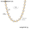 Wholesale Women's 316L Stainless Steel Geometric Light Luxury Electroplated Collarbone Necklace With Imitation Pearl And Woolen Chain