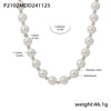 Wholesale Women's 316L Stainless Steel Geometric Light Luxury Electroplated Collarbone Necklace With Imitation Pearl And Woolen Chain